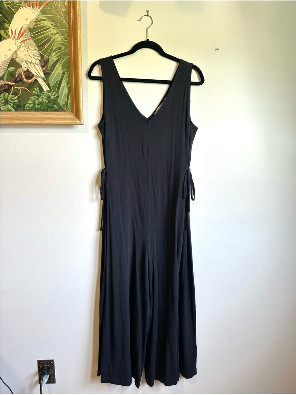 AnyBody Sleeveless Side Tie Detail Stretch Wide Leg Jumpsuit Womens Medium P